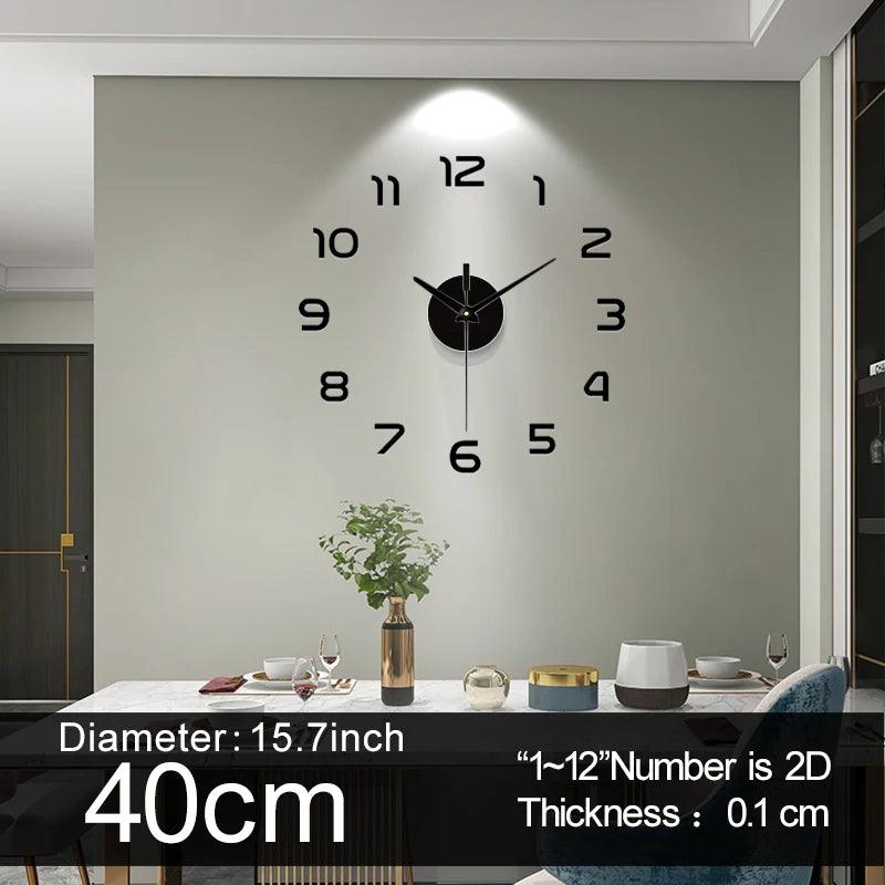 Large Wall Clock Quartz 3D DIY Big Watch Decorative Kitchen Clocks Acrylic Mirror Sticker Oversize Wall Clocks Home Letter Decor - petguardiansupplies