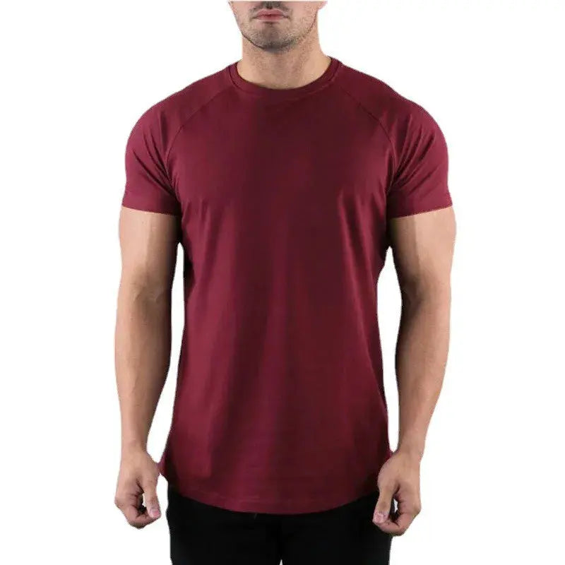 Plain Gym T-shirt Men Summer Fitness Clothing O-Neck Short Sleeve T shirt Cotton Slim Fit Tshirt Bodybuilding Workout Tees Tops - petguardiansupplies