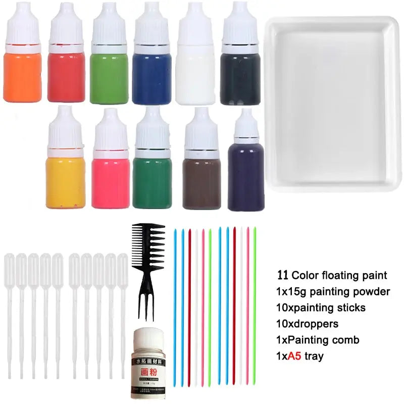 Marble Painting Kit For Kids,Arts And Crafts Paint On Water Set,Water Marbling Paint Kit Ideal Gifts 6/12/24 Colors DIY Craft - petguardiansupplies