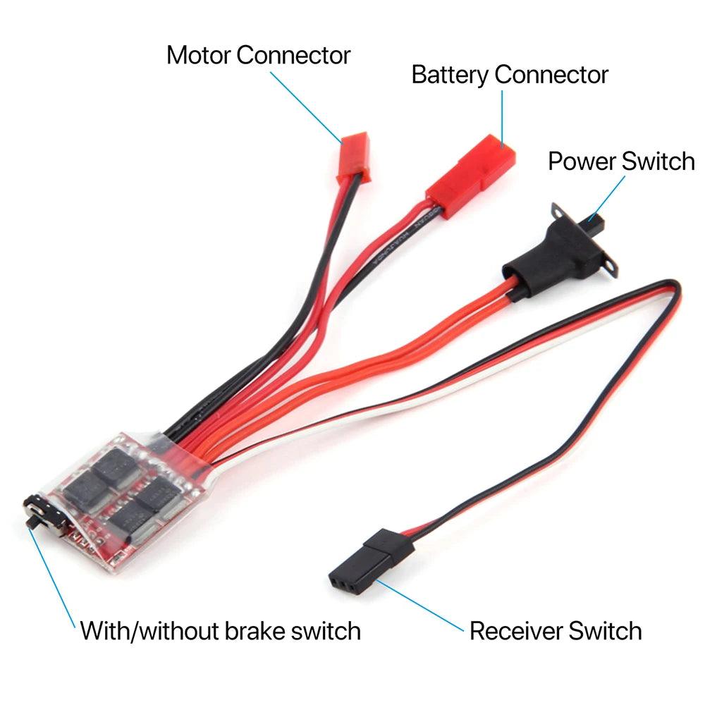 Micro ESC 20A 30A Brushed ESC RC ESC Electric Speed Controller 2S 4~8v for DIY Mini 1/16 1/18 1/24 RC Car Boat Tank w/Brake - petguardiansupplies