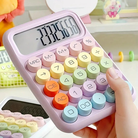 1pc Keyboard Calculator Office 12-digit Mechanical Calculator Cute Candy Color Calculator Desktop Stationery - petguardiansupplies