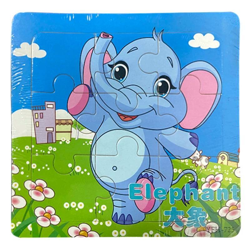 9pcs Kids Wooden Animal Puzzle Cute Cartoon Animal Puzzle Toys Early Educational Montessori Toys for Children - petguardiansupplies