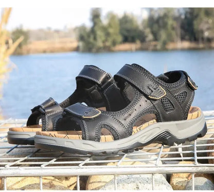 New Fashion Summer Leisure Men Shoes Beach Sandals High Quality Genuine Leather Sandals Soft Large Size Men's Sandals Size 38-48 - petguardiansupplies