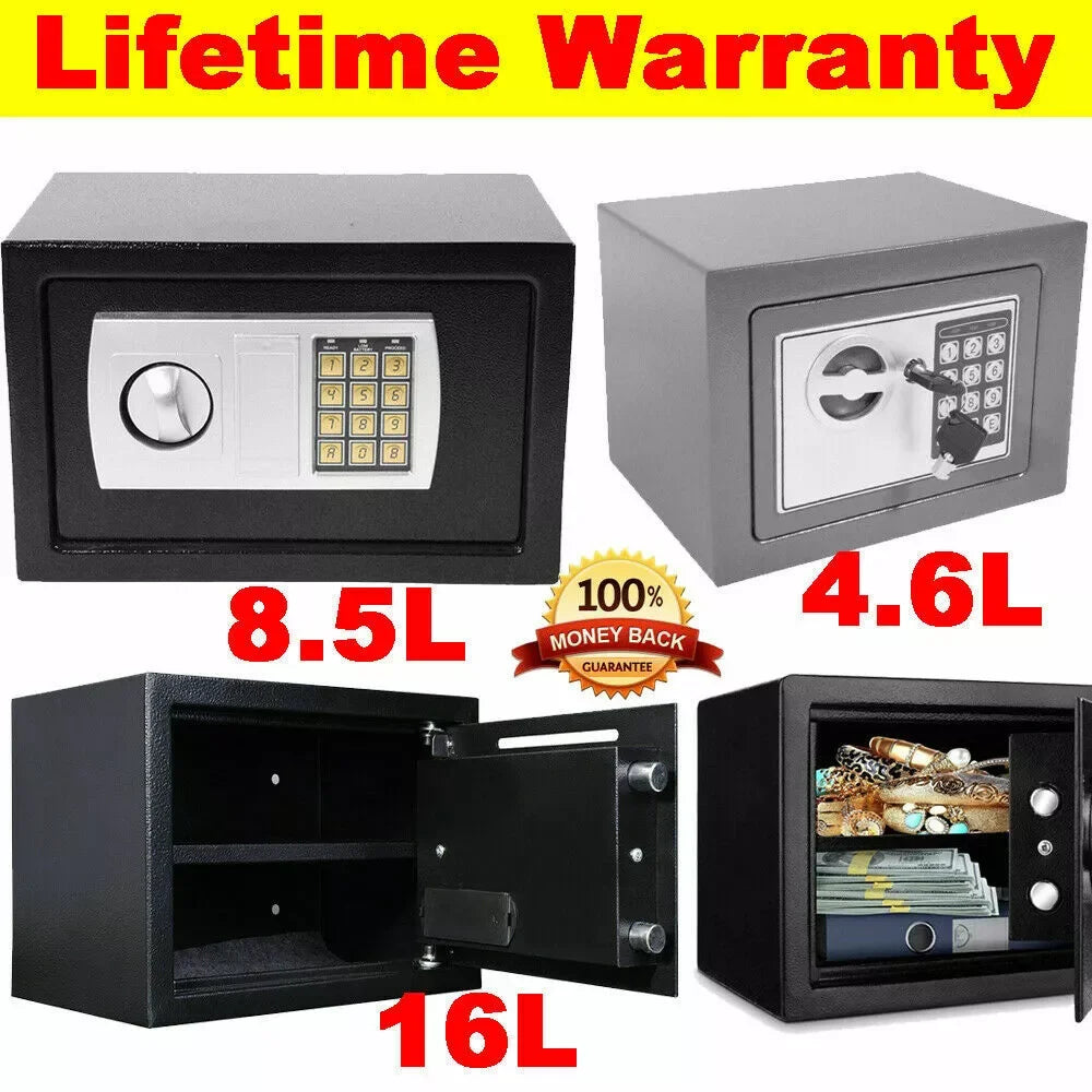 4.6L/8.5L/16L Safes for Home+ 2 Manual Override Keys,Security Safe Cash Box with Double Digital Keypad&Safety Key Lock Cabinet - petguardiansupplies