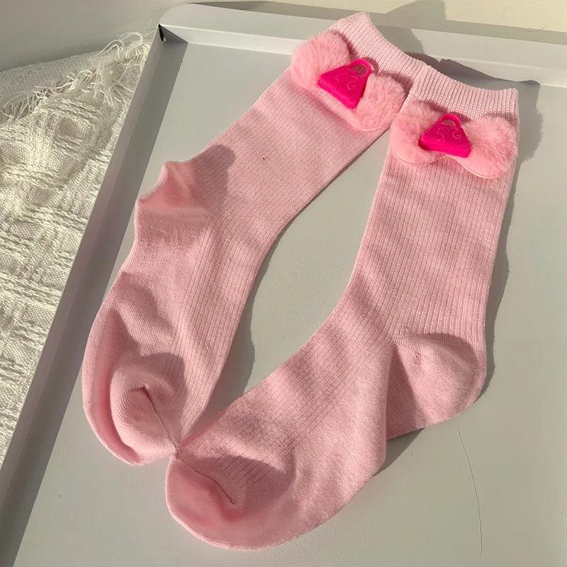 Kawali Anime Barbie Home Floor Socks Pink Fashion Sweet Warm Soft Comfortable Ins Cute Girls Gift Birthday Gift For Girlfriend - petguardiansupplies