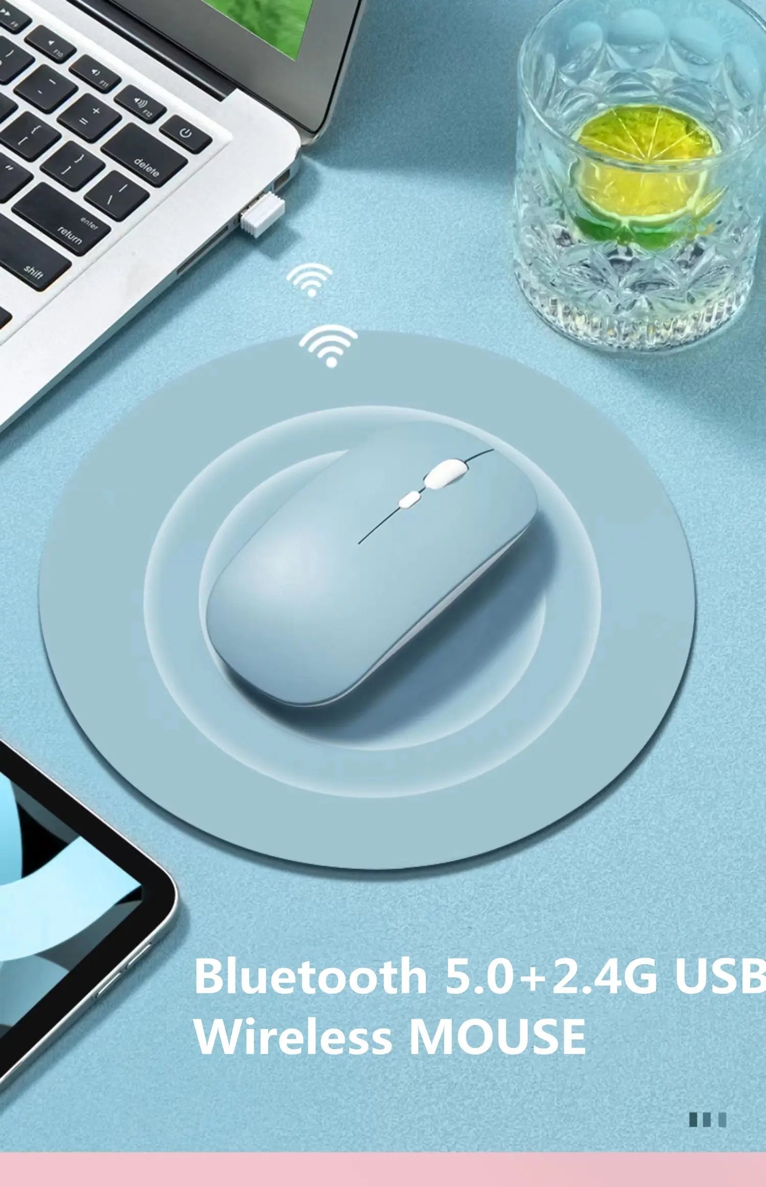 Macaron Rechargeable Wireless Bluetooth Mouse 2.4G USB Mice For Android Windows Tablet Laptop Notebook PC For IPAD Mobile - petguardiansupplies