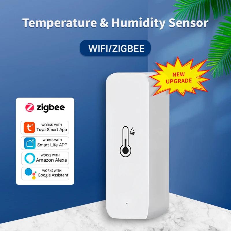 Tuya WiFi Zigbee Temperature and Humidity Sensor Indoor Smart Thermometer Monitor For Alexa Google Home Voice APP Remote Control - petguardiansupplies