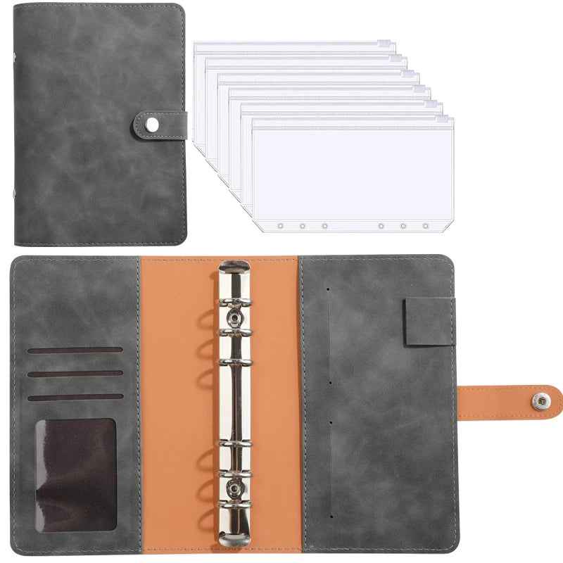 2024 A6 PU Leather Budget Binder Notebook Cash Envelopes System Set,with Binder Pockets for Money Budget Saving Bill Organizer - petguardiansupplies