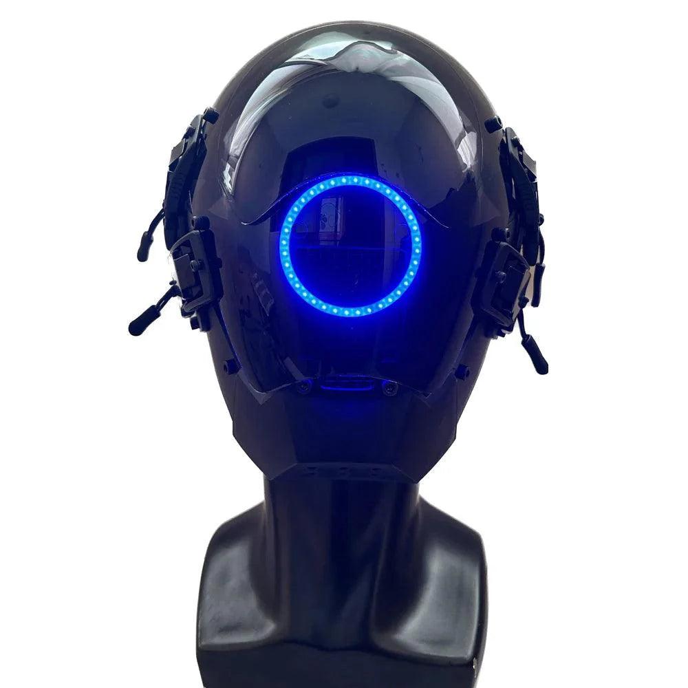 CyberPunk Mask 7 Kinds Of Color Selectable Led Samurai Circular LED Cosplay SCI-FI Helmet Party Toys For Men and Women - petguardiansupplies