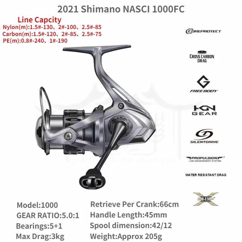 2021 Shimano NASCI FC 500 C2000 2500 2500HG 2500SHG C3000 C3000HG 4000 4000XG C5000XG Spining Fishing Reel Saltwater Fishing - petguardiansupplies