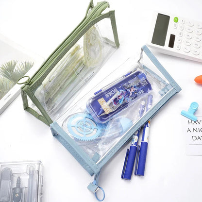 Transparent Pencil Case Kawaii Pen Large Capacity Bag Cosmetic Bag Back to School Supplies for Girls Kids Stationery Items Gifts - petguardiansupplies