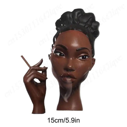 Headscents-Head Incense Burner Black Women Face Incense Holder Handmade Incense Stick Holder Statue for Home Bedroom Office - petguardiansupplies