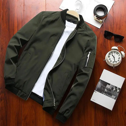 Men Bomber Jacket Thin Slim Long Sleeve baseball Jackets Mens Windbreaker Zipper Windbreaker Jacket Male Outwear Brand Clothing - petguardiansupplies