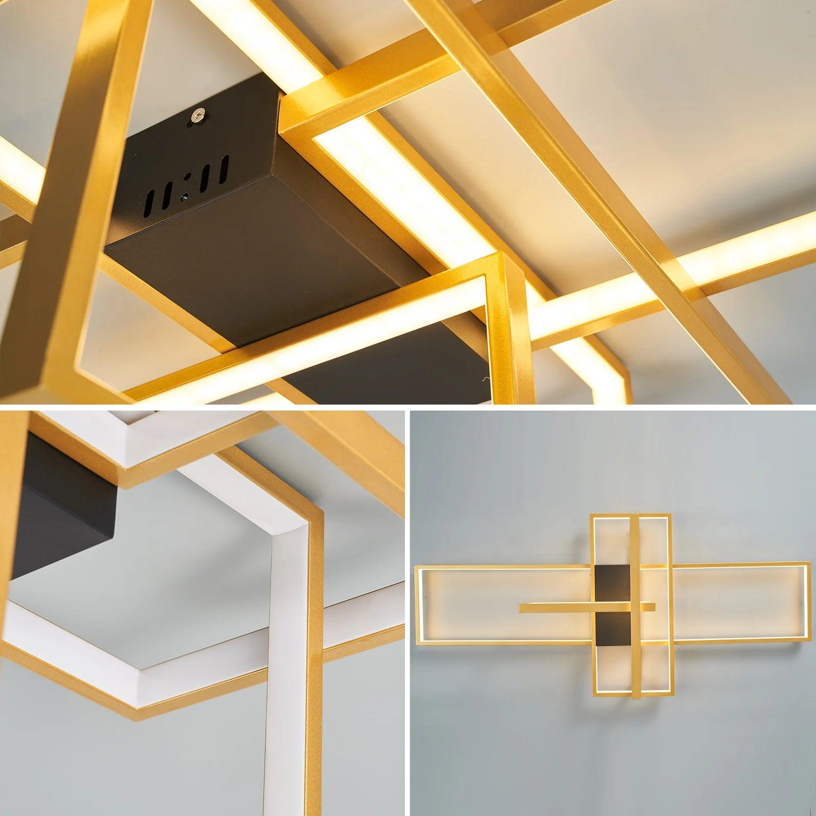 NEO Gleam Modern Led Ceiling Lihgts For Living Room Study room Bedroom Smart Home Alexa Ceiling Lamp fixtures Gold/Black Finish - petguardiansupplies