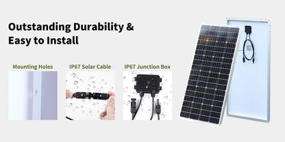 Solar Panel 100w 120w140w 160w 18V Rigid Solar Panel 25 Year Photovoltaic Monocrystalline Cell 12V Battery Charge - petguardiansupplies