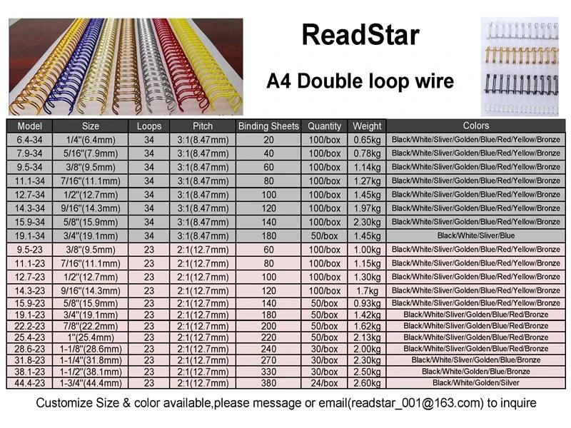 8PCS/LOT Gold Color A4 3:1/2:1 Pitch 1/4"-1-3/4"(6.4-44.4mm) OY Double Loop Wire Calendar Binding Comb Coil Wire Rings - petguardiansupplies