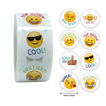 Hot Face Stickers Reward Cartoon Self-adhesive Teachers  Children Thanks Round Fluorescent Color Spot Goods Happyness incentive - petguardiansupplies