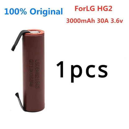 Original ForLG HG2 3000mAh battery 3.6v 18650 battery with strips soldered battery for screwdrivers 30A high current+DIY nickel - petguardiansupplies