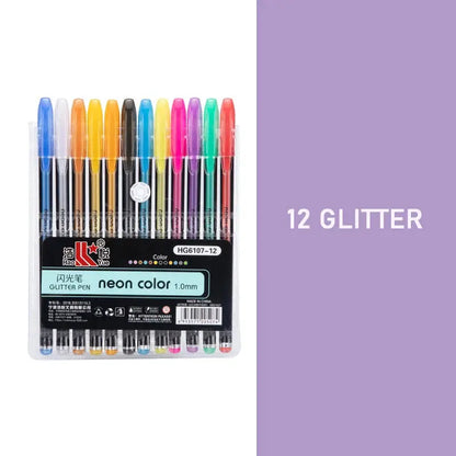 Kit 60 Colored Gel Pen Set, Glitter Metallic Pastel Neon Pen 12 24 36 48 Colors - petguardiansupplies