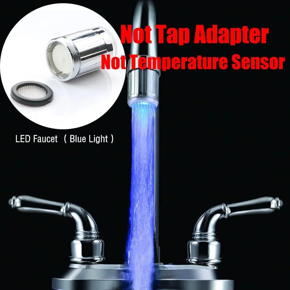 Luminous Light-up LED Water Faucet Shower Tap Basin Water Nozzle Bathroom Kitchen Heater Faucets thermostat Blue 3Color 7 Colors - petguardiansupplies