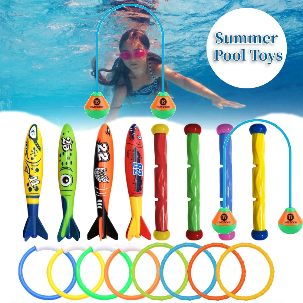 Kids Summer Shark Rocket Throwing Toy Swimming Pool Dive Game Water Fun Games Pool Toys Baby Water Educational Bath Toys Gifts - petguardiansupplies