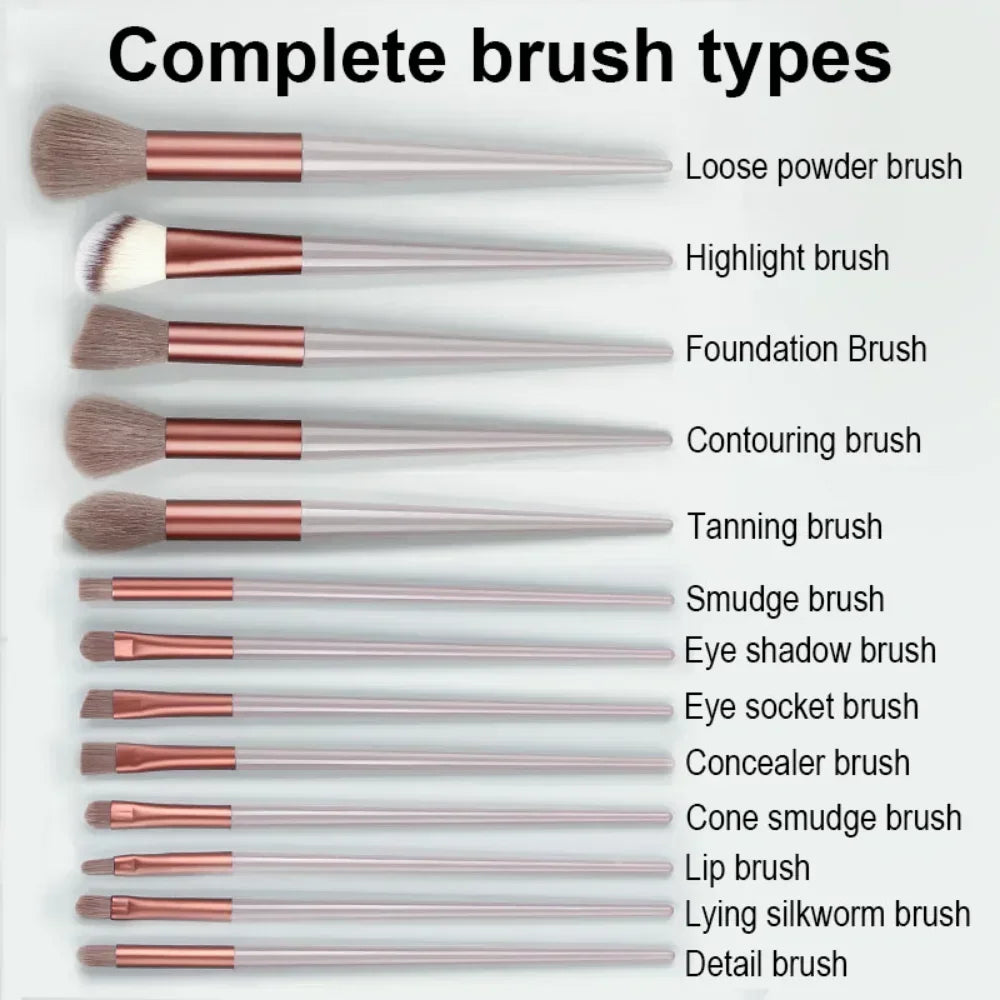 Cosmetic Makeup Brushes Set 13 PCS for Women Soft Beauty Tools for Eye Shadow Foundation Blush with Bag - petguardiansupplies