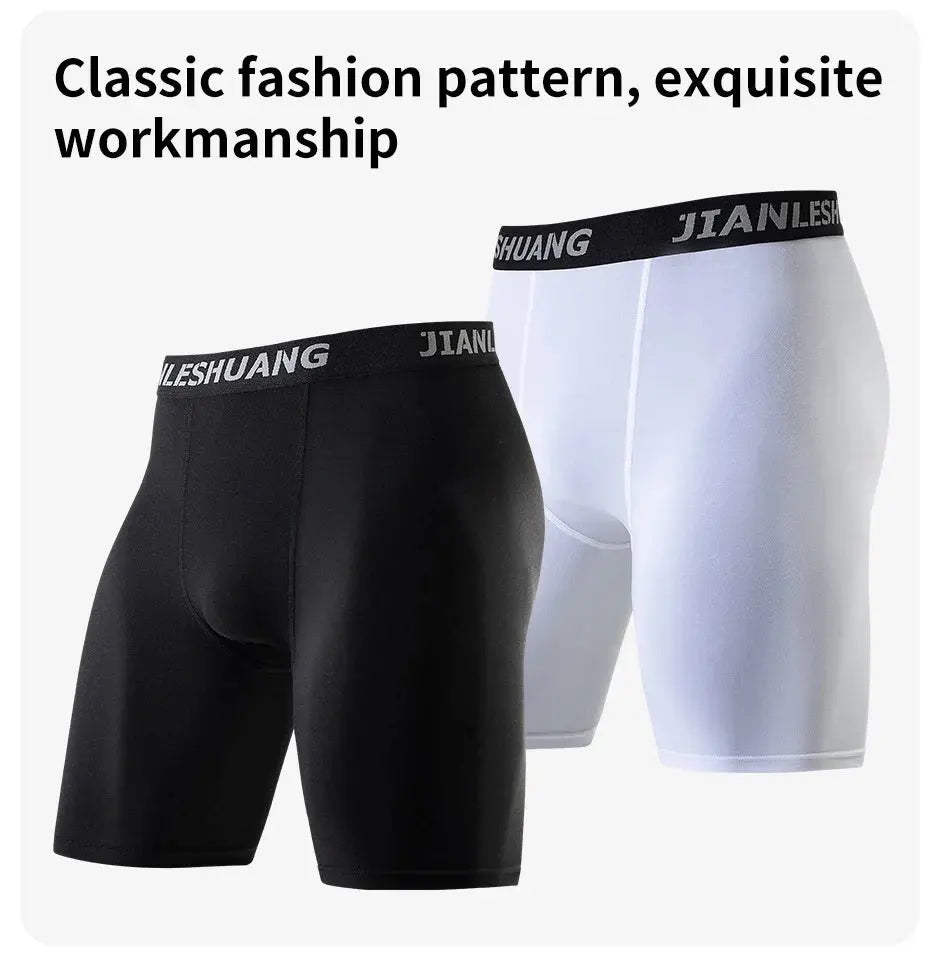 1/5 Pcs Men's Plus Size Black And White Long Sports Underwear Running Fitness Basketball Football Elastic Waist Shorts Teenagers - petguardiansupplies