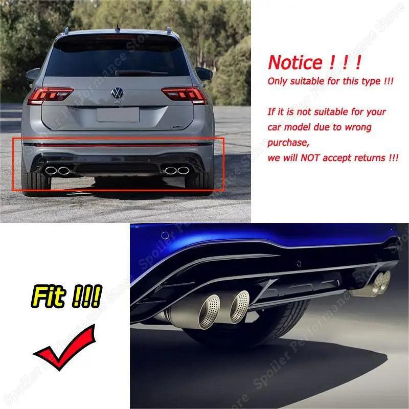 For Volkswagen Tiguan R Mk2 Facelift 2020-2023 Car Rear Bumper Diffuser Splitter Spoiler Lip Trim Body Kit Tuning Gloss Black - petguardiansupplies