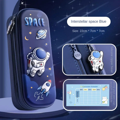 Astronaut 3D Cartoon Pencil Case Boys Stationery Box New Popular Student Double-layer Large Capacity Student Supplies Waterproof - petguardiansupplies