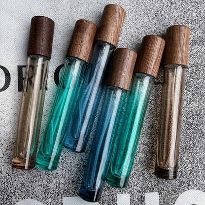 Perfume Bottle 10ml Wood Lid High Quality Mist Sprayer Essential Oil Roller Roll-on Bottle Portable Makeup Tool Perfume Atomizer - petguardiansupplies