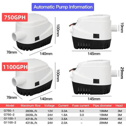 12V 24V 110V 220V 750GPH 1100GPH Automatic Boat Bilge Pump Auto Float Switch DC Submersible Electric Water Pump 12 24 V 220 Volt - petguardiansupplies