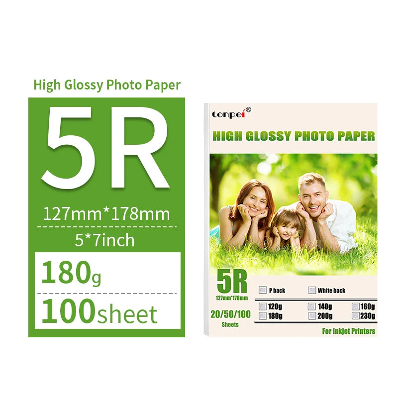 Multi Specification High Gloss Photo Paper 3R 4R 5R A4 Photo Printing Paper Inkjet Printer 180G Glossy Single-Sided Photo Paper - petguardiansupplies