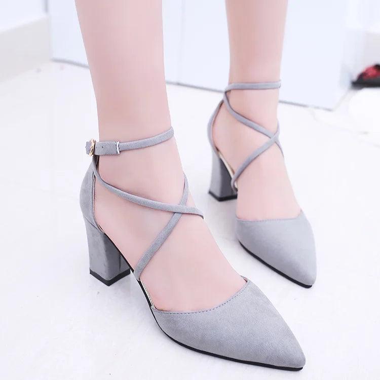 2020 Sandalias femeninas high heels Autumn Flock pointed sandals sexy high heels female summer shoes Female sandals mujer s040 - petguardiansupplies