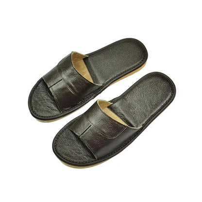 2022 New Leather Slippers Men Home Furnishing Indoor Floor Classic Footwear Casual Slides Leather Sandalias Zapatos Hombre - petguardiansupplies