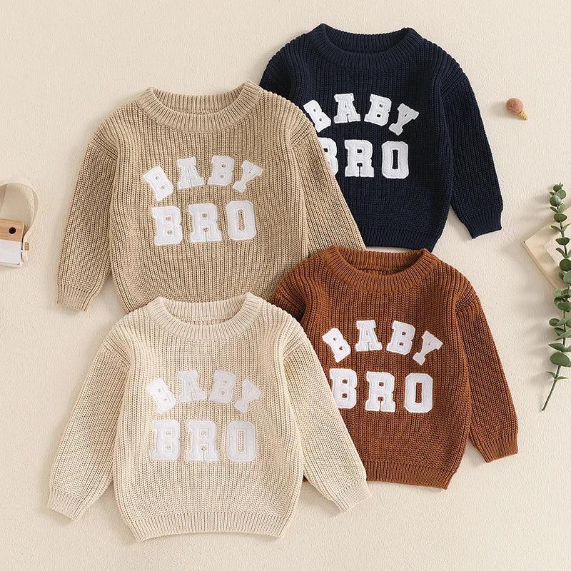 FOCUSNORM 0-18M Autumn Baby Boys Sweater 4 Colors Letter Embroidery Long Sleeve Round Neck Knitwear Pullover - petguardiansupplies