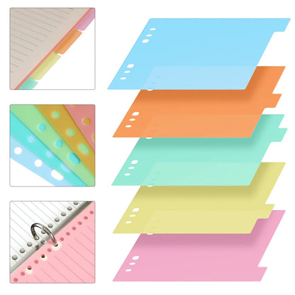 10 Pcs Divider Index Board Dividers Labels Binder for Notebook Page 6 Ring with Pockets File Folder Tabs Binders Cute Office A5 - petguardiansupplies