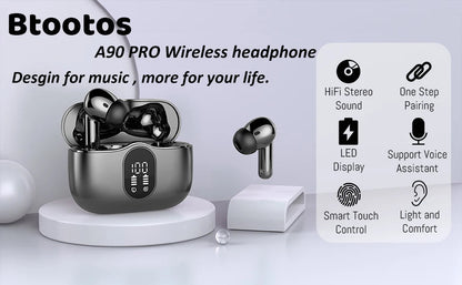 Wireless Earbuds with Bluetooth 5.3, In-Ear Headphones Featuring 4 ENC Mics and 36 Hours of Playtime, LED Display Included. - petguardiansupplies