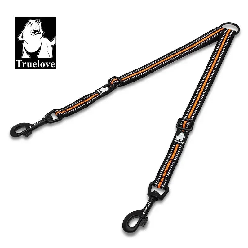 Truelove Reflective Nylon Double Dog Leash For Two Dogs Coupler No Tangle Pet Leash For All breed Training Running Dropshipping - petguardiansupplies