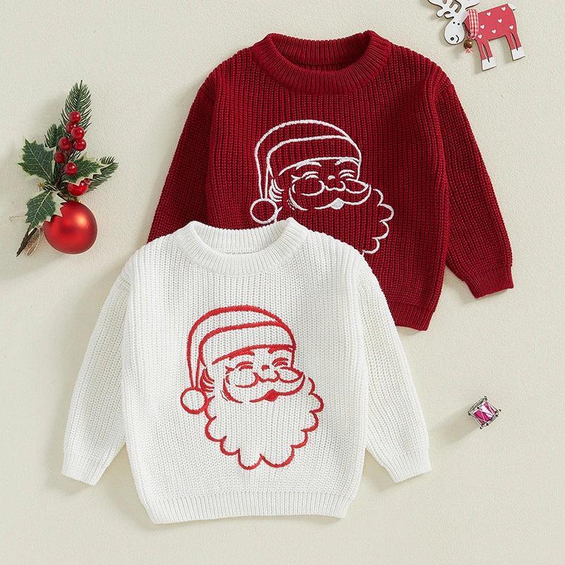 FOCUSNORM 0-3Y Autumn Winter Baby Boys Girls Christmas Sweater Santa Embroidery Long Sleeve Crew Neck Pullover Knitwear - petguardiansupplies