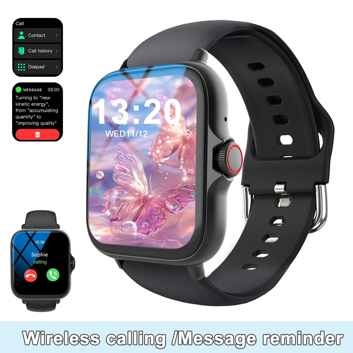 Smart watch with full touch screen, call, message reminder, music control and other functions, compatible with iPhone/android mo - petguardiansupplies