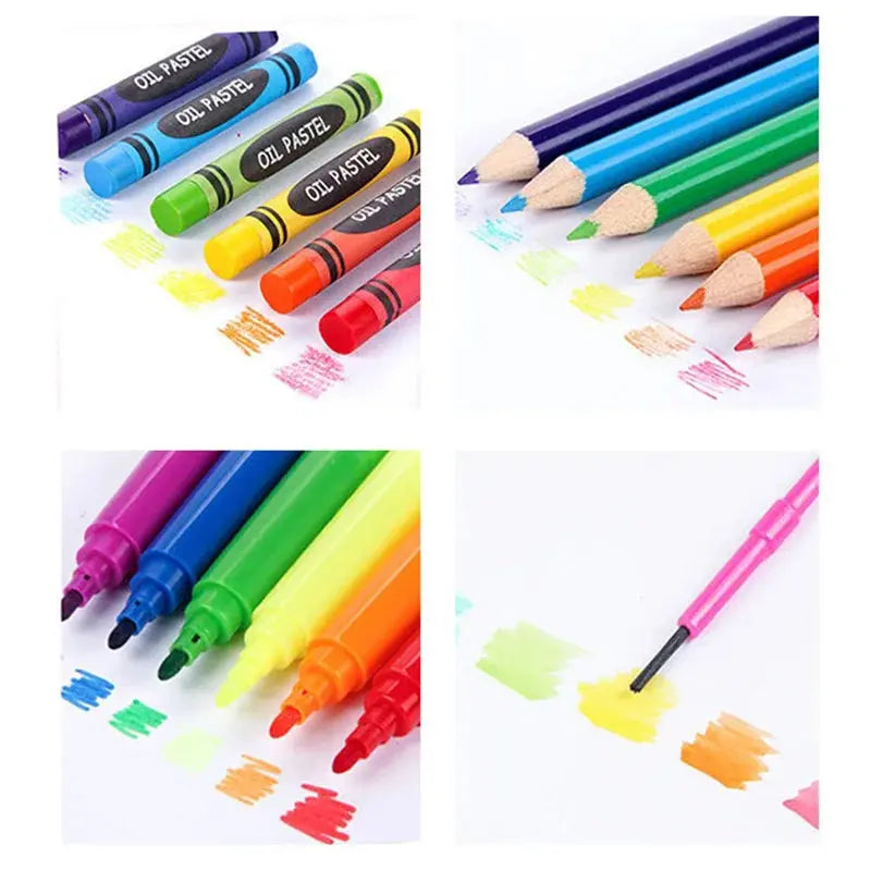 42/86pcs Drawing Set Non Toxics Crayon Arte Easy Hold Color Pen Safe for Children Kids Painting Tools Drawing Kit Stationery - petguardiansupplies