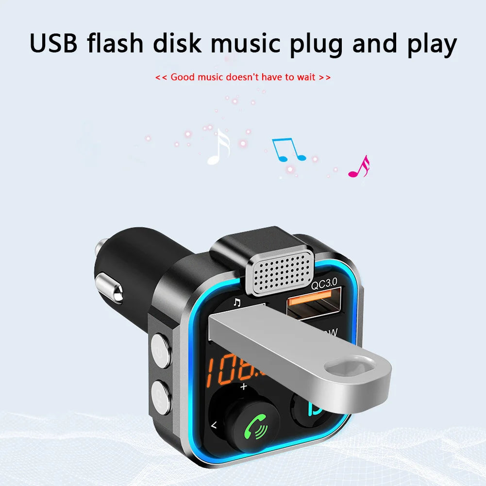 Fast Charging Car Charger PD 20W QC3.0 Wireless FM Transmitter Bluetooth Audio Handsfree Phone Adapter Car MP3 Player Modulator - petguardiansupplies