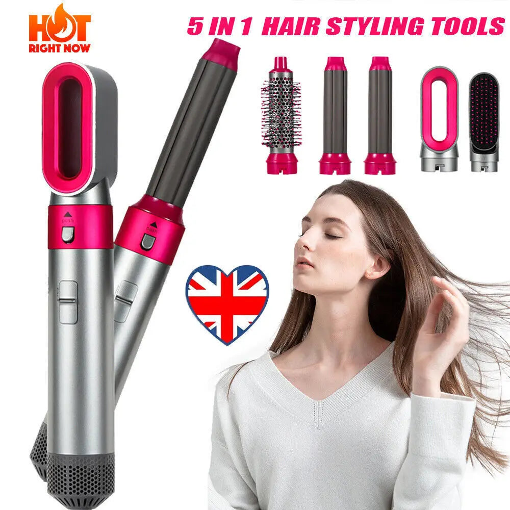 5 In 1 Hair Dryer Brush Hot Comb Air Volumizer Curler Straightener - petguardiansupplies