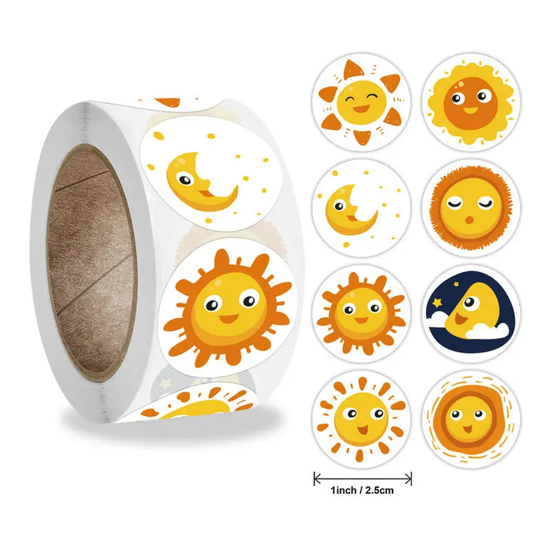 Hot Face Stickers Reward Cartoon Self-adhesive Teachers  Children Thanks Round Fluorescent Color Spot Goods Happyness incentive - petguardiansupplies