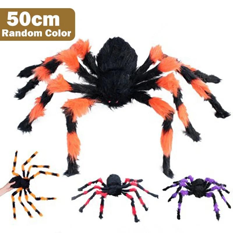 Black Spider Halloween Decoration Haunted House Prop Indoor Outdoor Giant Decor Vivid Scary Giant Black Spiders Huge Spider Web - petguardiansupplies