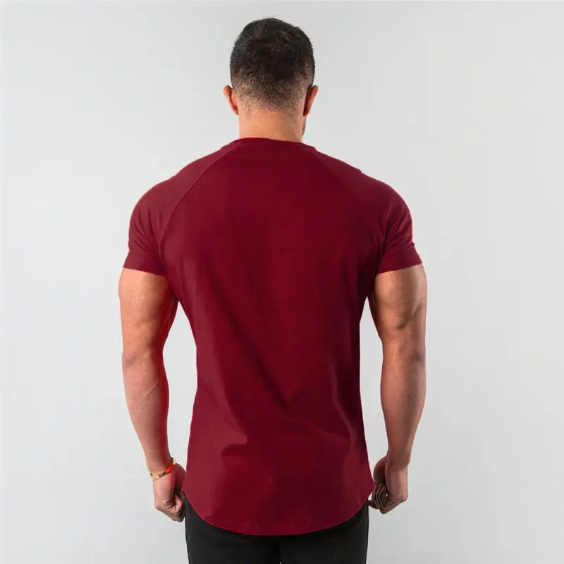 New Fashion Plain Tops Tees Fitness Mens T Shirt Short Sleeve Muscle Joggers Bodybuilding Tshirt Male Gym Clothes Slim Fit Shirt - petguardiansupplies