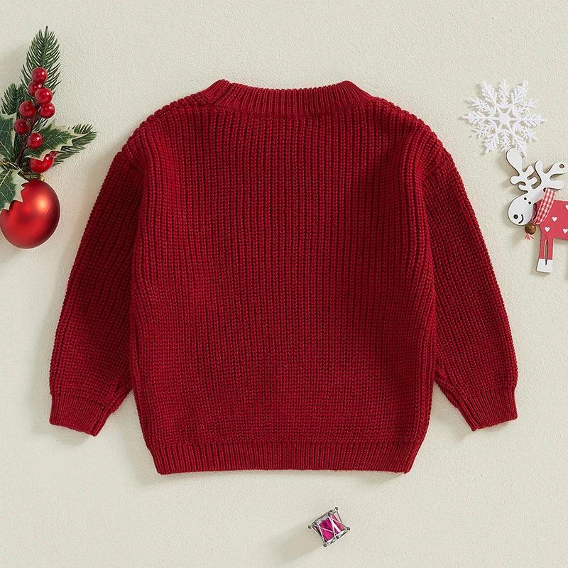 FOCUSNORM 0-3Y Autumn Winter Baby Boys Girls Christmas Sweater Santa Embroidery Long Sleeve Crew Neck Pullover Knitwear - petguardiansupplies