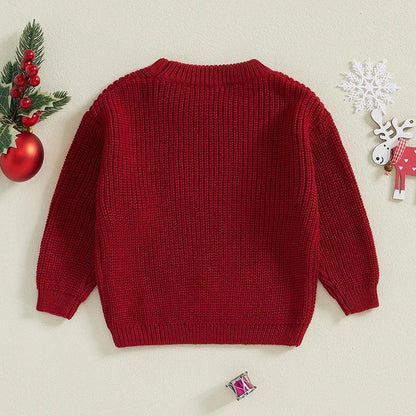 FOCUSNORM 0-3Y Autumn Winter Baby Boys Girls Christmas Sweater Santa Embroidery Long Sleeve Crew Neck Pullover Knitwear - petguardiansupplies