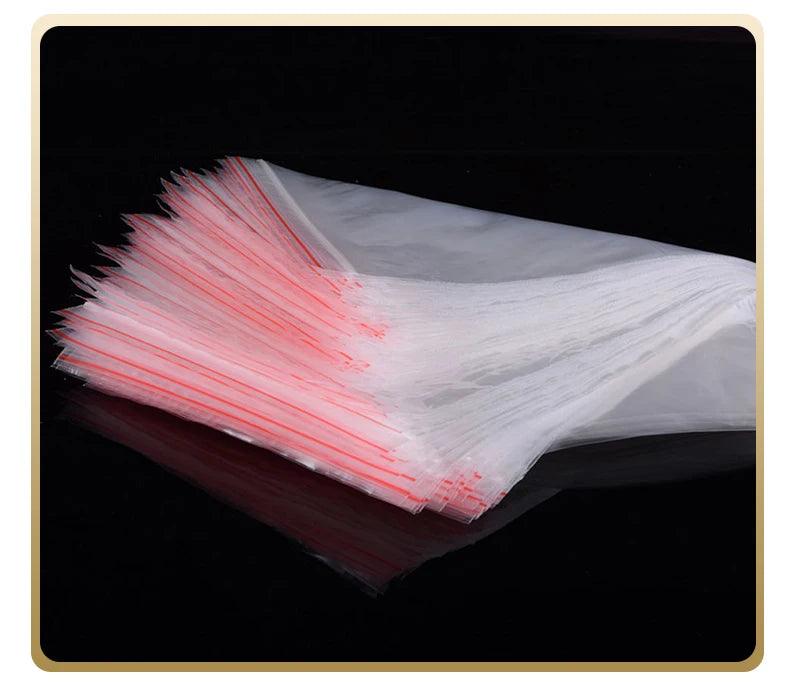 100pcs/pack Small Zip Lock Plastic Bag Reclosable Transparent Bag Shoe Bag Vacuum Bag Poly Clear Bags Thickness 0.05mm - petguardiansupplies