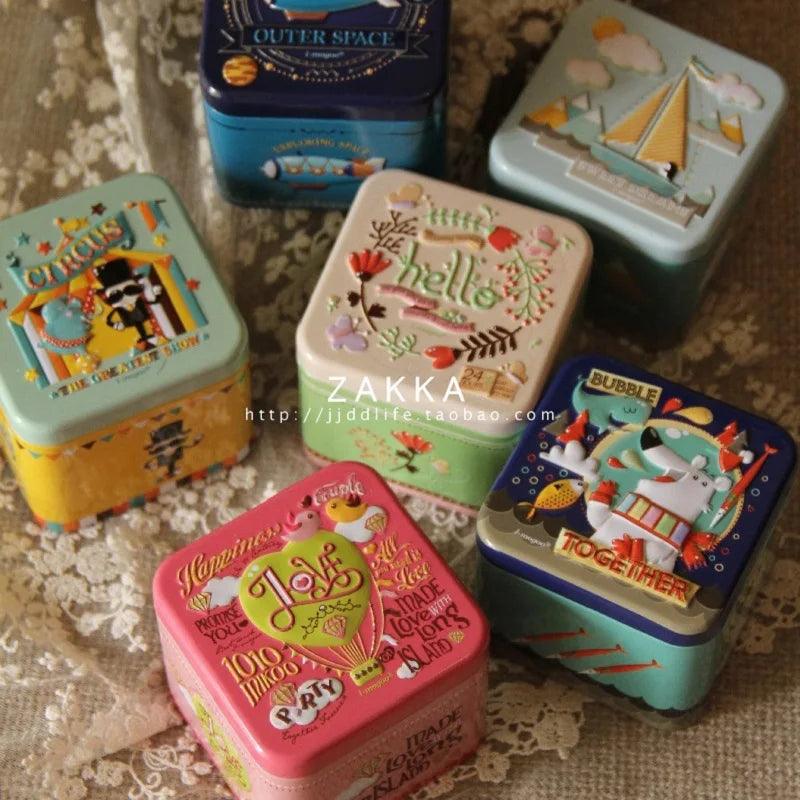 1PCS Exquisite 3D Cartoon Tin Box Biscuit /Tea leaf Sundries Container Case Metal Customizable Wholesale Child Gift Box Square - petguardiansupplies